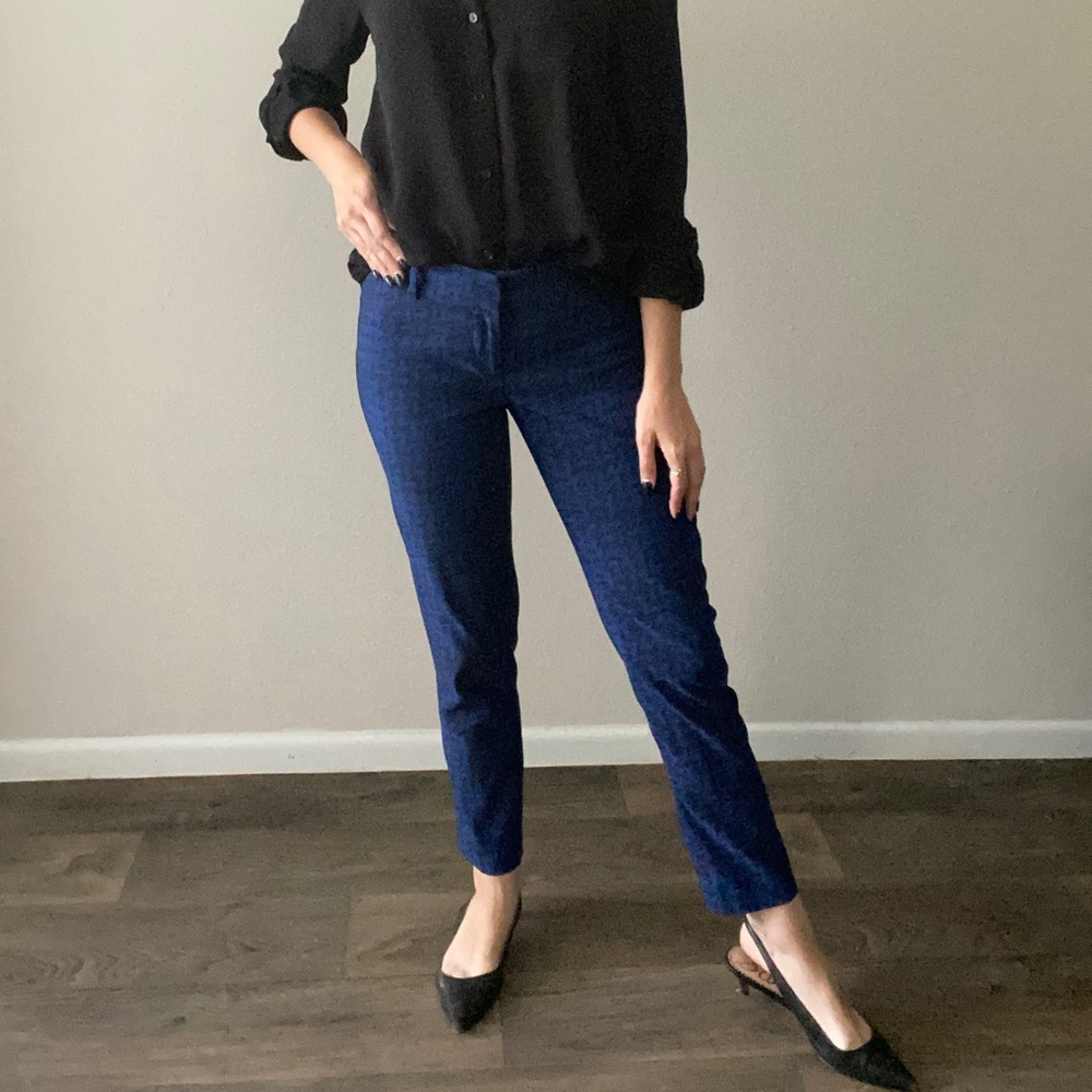 Ann Taylor Blue & Black Abstract Houndstooth Pant